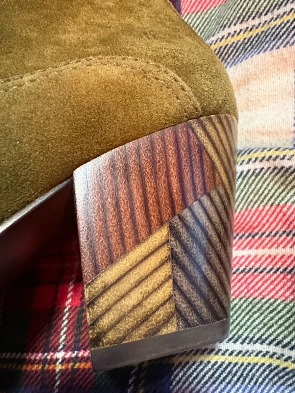 NEW $398 FRYE Anthropologie Women's Olive Suede Mid-Calf Block Heel Boot - Picture 8 of 9